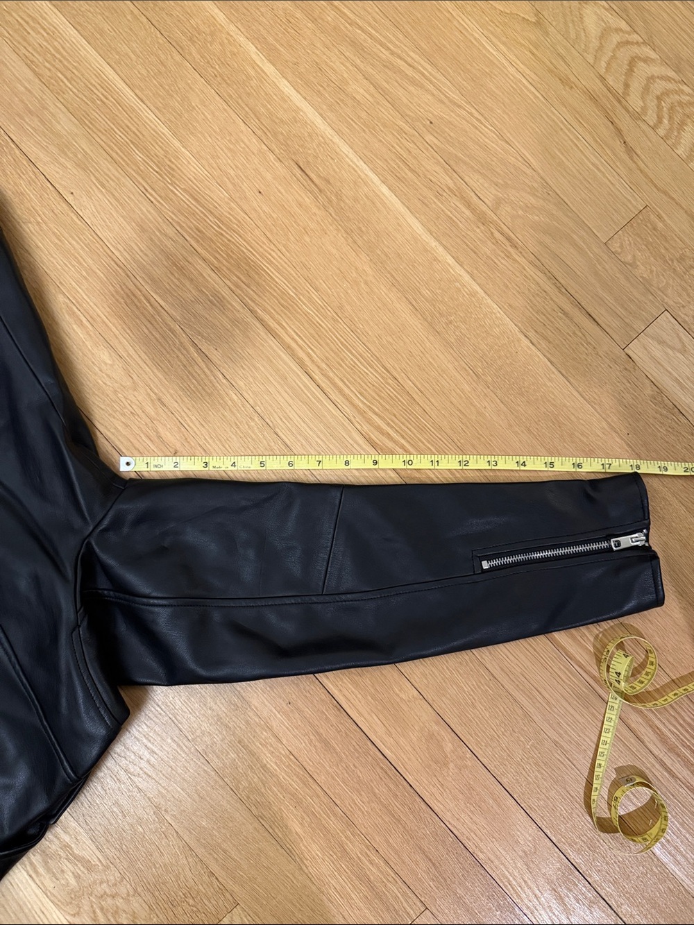 Zara Black Leather Motorcycle Jacket Size XL - Picture 7 of 8